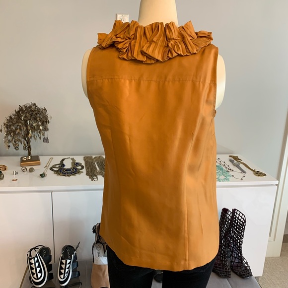 J. Crew SILK golden ruffle trim sleeveless blouse - Picture 6 of 11